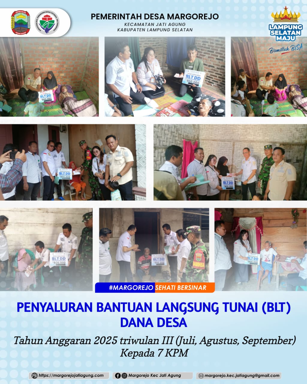 Pastikan Tepat Sasaran, Kades Margorejo Bagikan BLT DD Kepada Warga  Penderita Penyakit Menahun