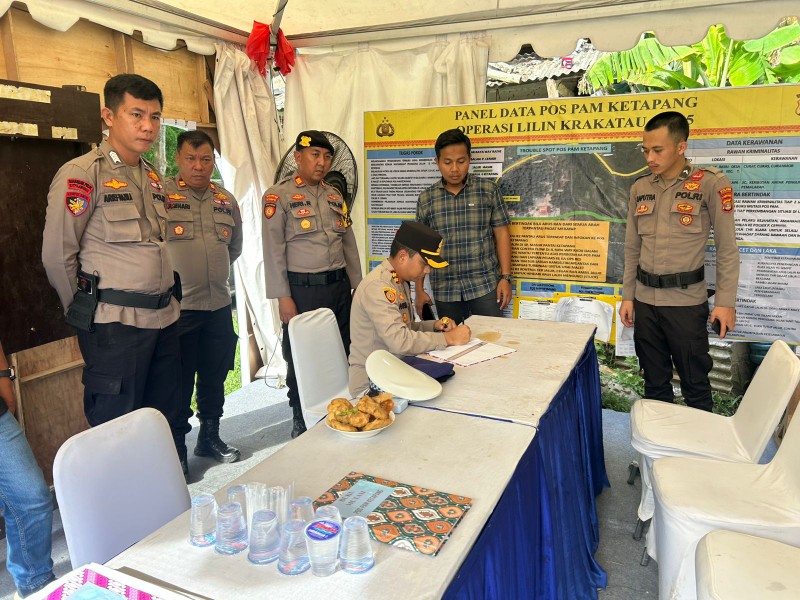 Kapolres Pesawaran Pimpin Pengecekan Pos Pengamanan Operasi Lilin Krakatau 2025