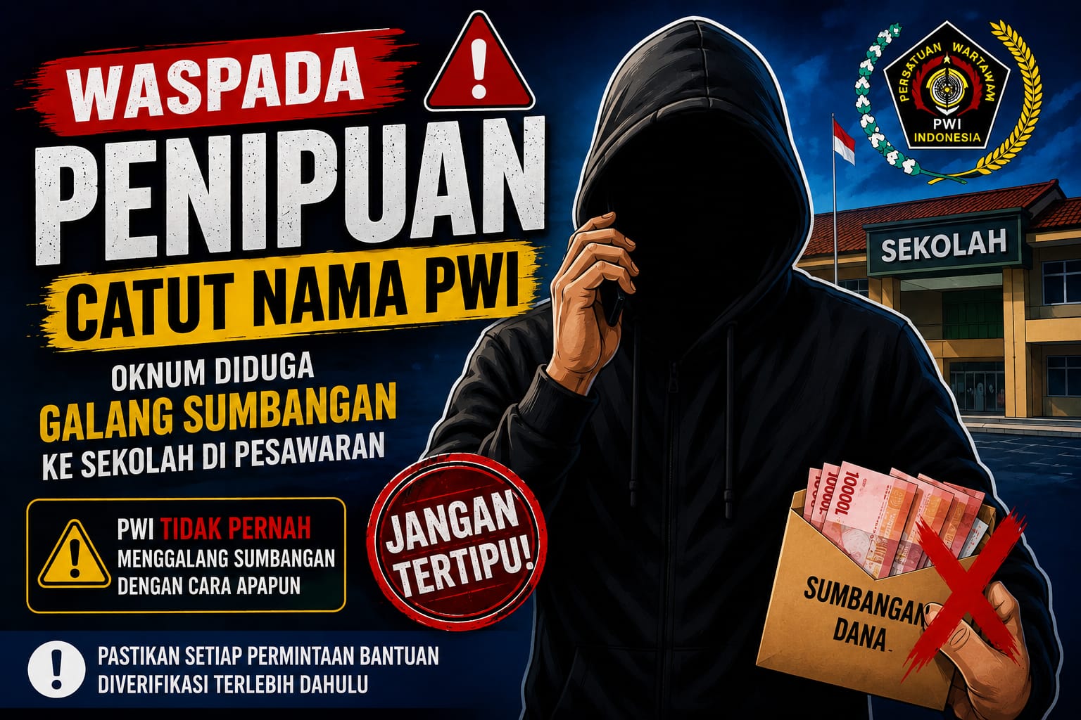 Waspada Penipuan Catut Nama PWI, Oknum Diduga Galang Sumbangan ke Sekolah di Pesawaran